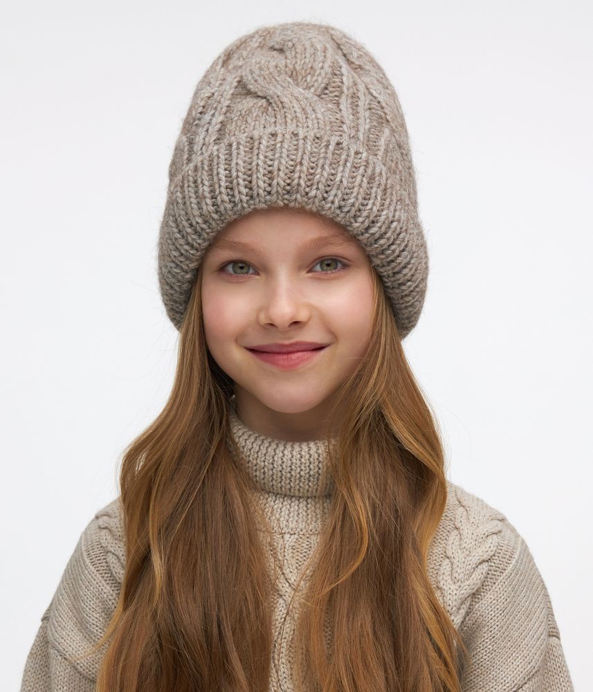 11286 Girls’ Knitted Winter Hat | Size 54–56 cm | Ages 6–12 | 100% Cotton Lining | Baby Alpaca, Wool
