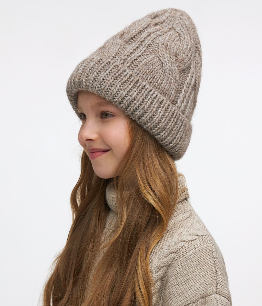 11286 Girls’ Knitted Winter Hat | Size 54–56 cm | Ages 6–12 | 100% Cotton Lining | Baby Alpaca, Wool