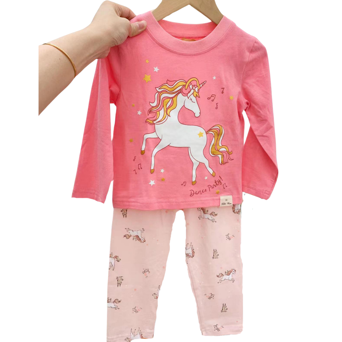 22008 Girls' Mid-Season Cotton Pajama Set with Unicorn Print β Long Sleeve Top & Pants Sleepwear | Sizes 90β146 cm
