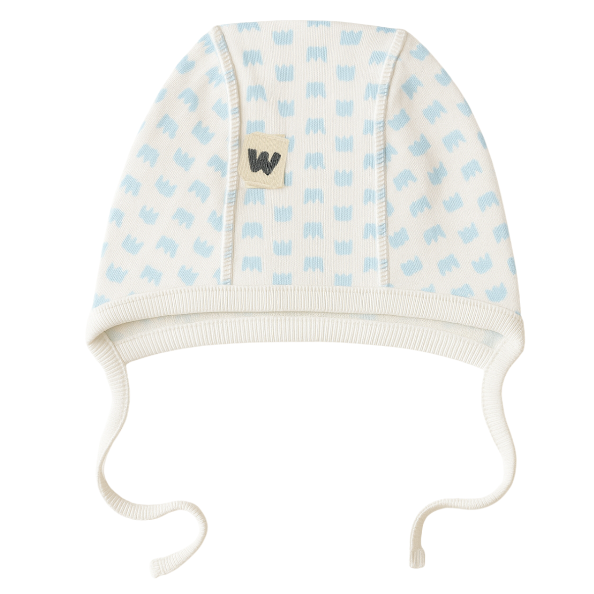 076 Unisex Baby Cotton Bonnet with Ties β Medium-Weight Ribbed Hat with Outer Seams | 100% Cotton | Sizes 3β12M | WOWO (Made in Turkey)