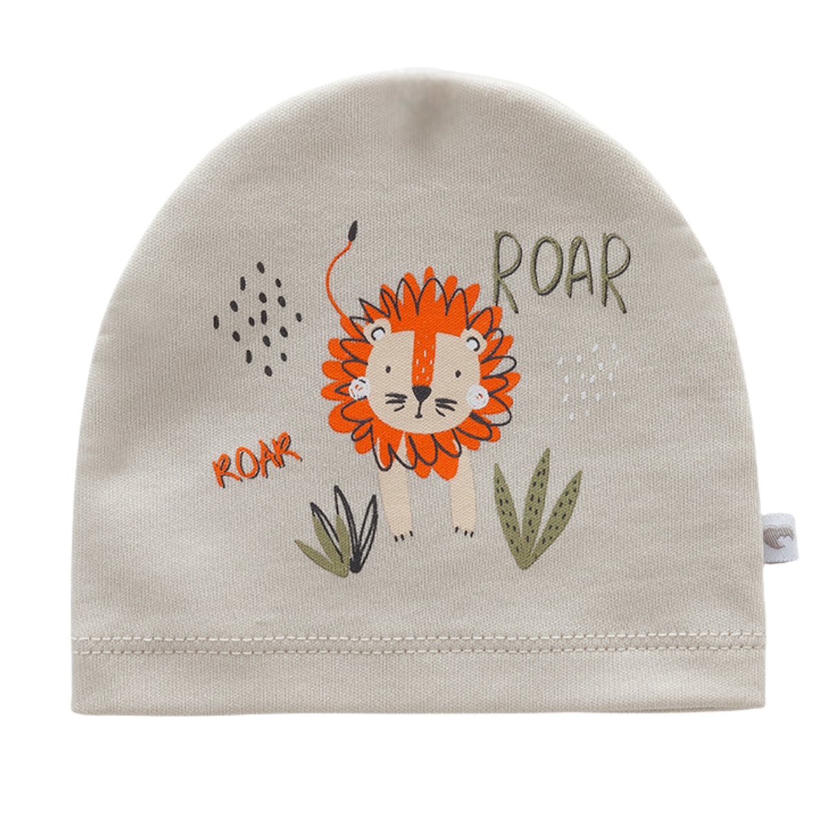 8218 Lightweight Cotton Baby Hat for Boys β Roaring Lion Print | Single Layer | 100% Cotton | Sizes 0β9 Months | Caramell (Turkey)