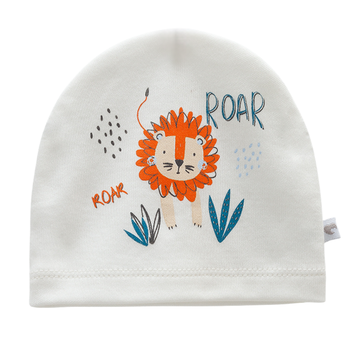 8218 Lightweight Cotton Baby Hat for Boys β Roaring Lion Print | Single Layer | 100% Cotton | Sizes 0β9 Months | Caramell (Turkey)