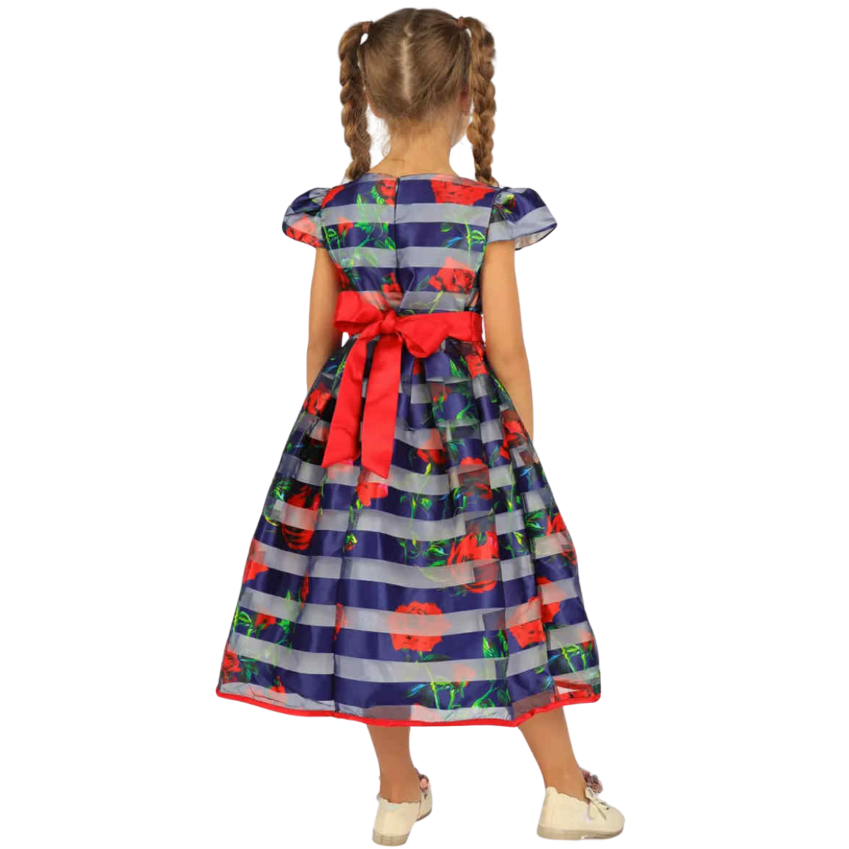 1624015 Girls’ Party Dress | Midi Skirt, Back Bow & 100% Cotton Lining | Ages 3–7