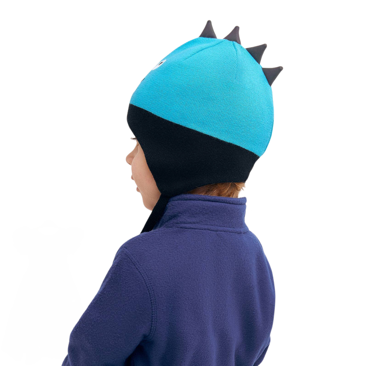 11684 Boys’ Cotton Knit Earflap Hat – Monster Face & 3D Spikes Design | 100% Cotton Inside & Out | Ages 9-36 M (48-50, 50-52) | Lightweight Spring/Fall Beanie with Ties