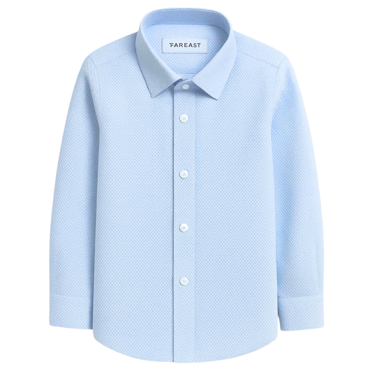 32-21 Boys' Slim Fit Light Blue Cotton Shirt with Buttons – Non-Iron & Stretch | Formal Shirt for Graduation & Parties | Sizes 5–16 Years