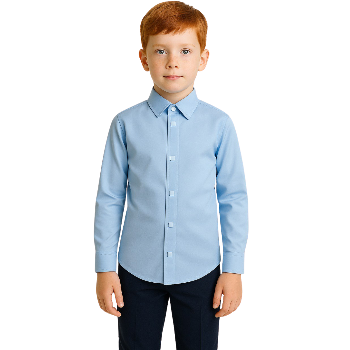 47-06 Boys' Slim Fit Modal Shirt with Snap Buttons – Non-Iron | Made in Turkey | Sizes 5–16 Years