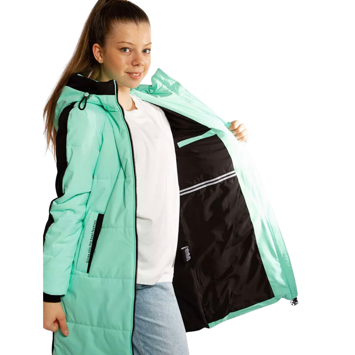 202 Girls’ Mid-Season / Euro-Winter Coat with Bag | Ages 5–16 Sizes 140–164 cm