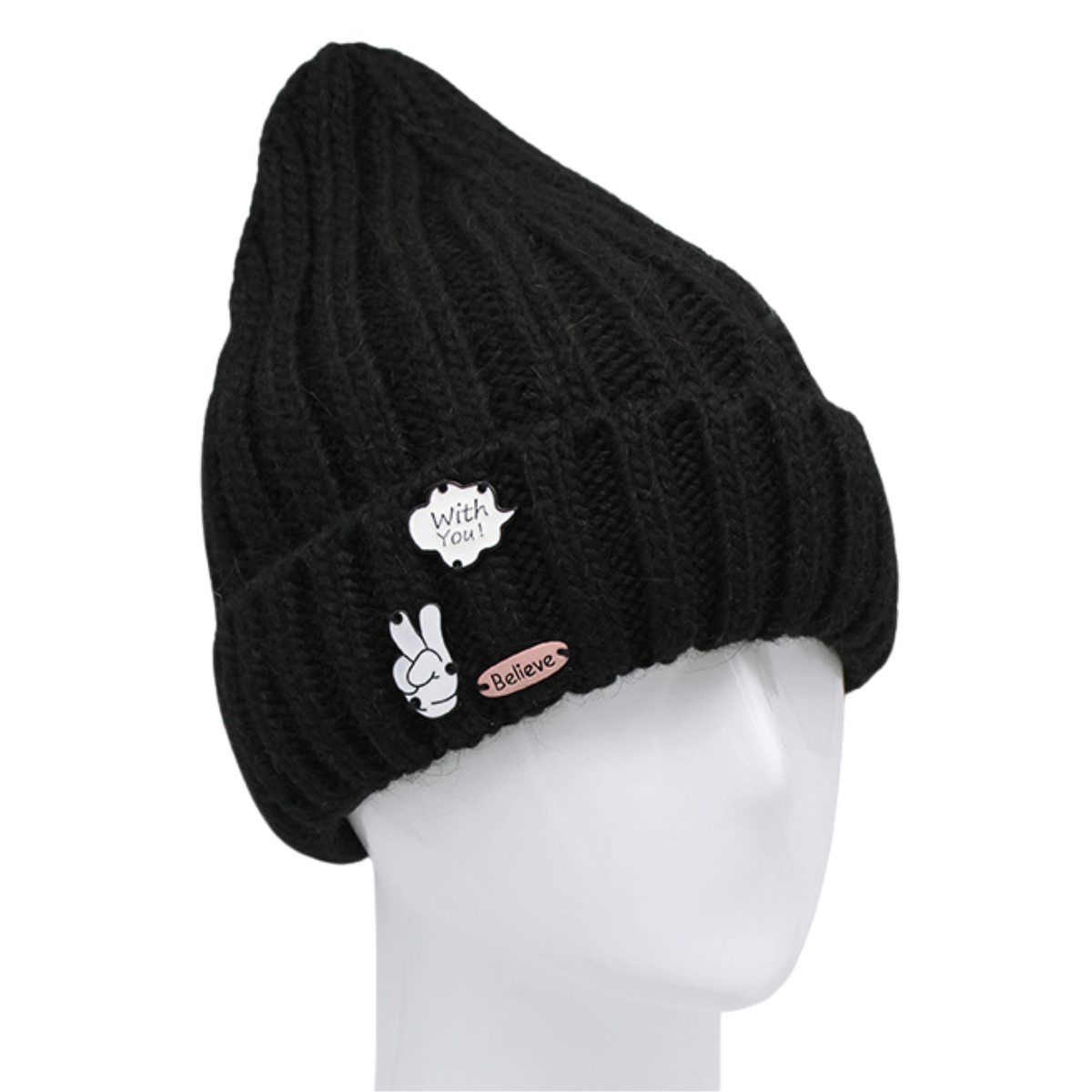 10039 Girls’ Winter Knit Hat with Patches | Size 54–56 cm | Ages 6–12 | 100% Cotton Lining | Baby Alpaca, Wool