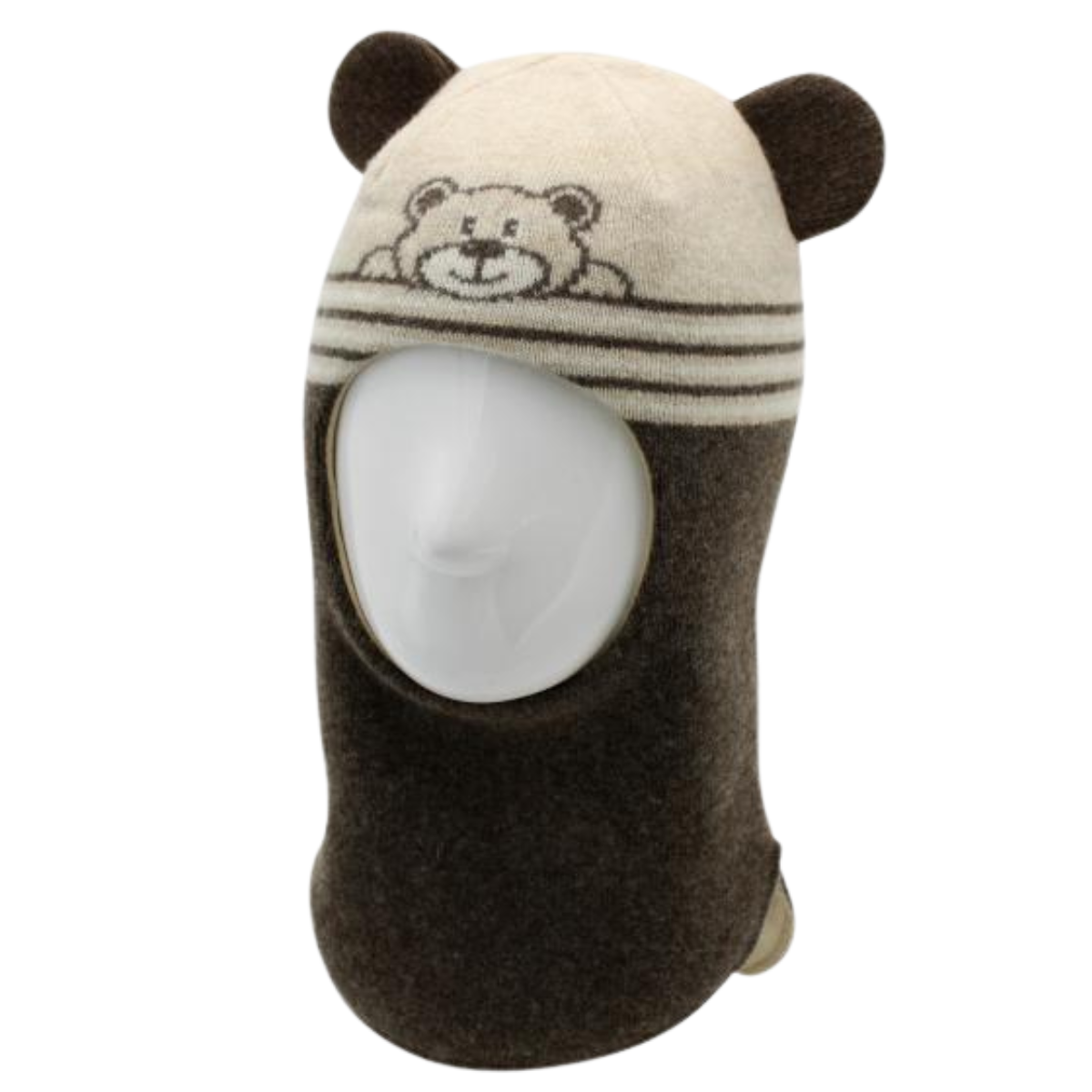 70253 Boys’ Winter Wool & Cashmere Balaclava with Bear Design and Ears | Cotton Lining | Size 48–50,50-52,52-54 | 9–18, 18-30 Months, 3-4 Years