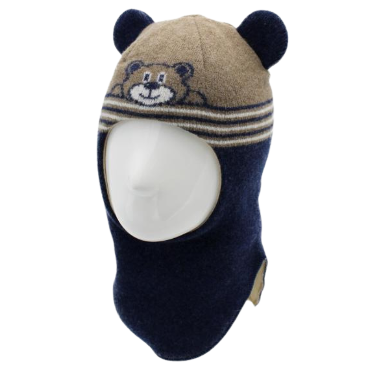 70253 Boys’ Winter Wool & Cashmere Balaclava with Bear Design and Ears | Cotton Lining | Size 48–50,50-52,52-54 | 9–18, 18-30 Months, 3-4 Years