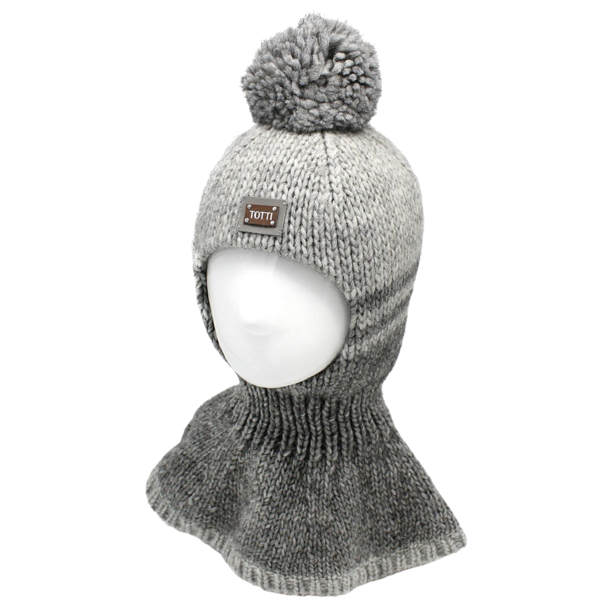 90240 Boys’ Knitted Winter Balaclava with Yarn Pom-Pom | Wool Blend & Cotton Lining | Ages 18-30 Months, 5-6 Years | Sizes 50–52, 54-55