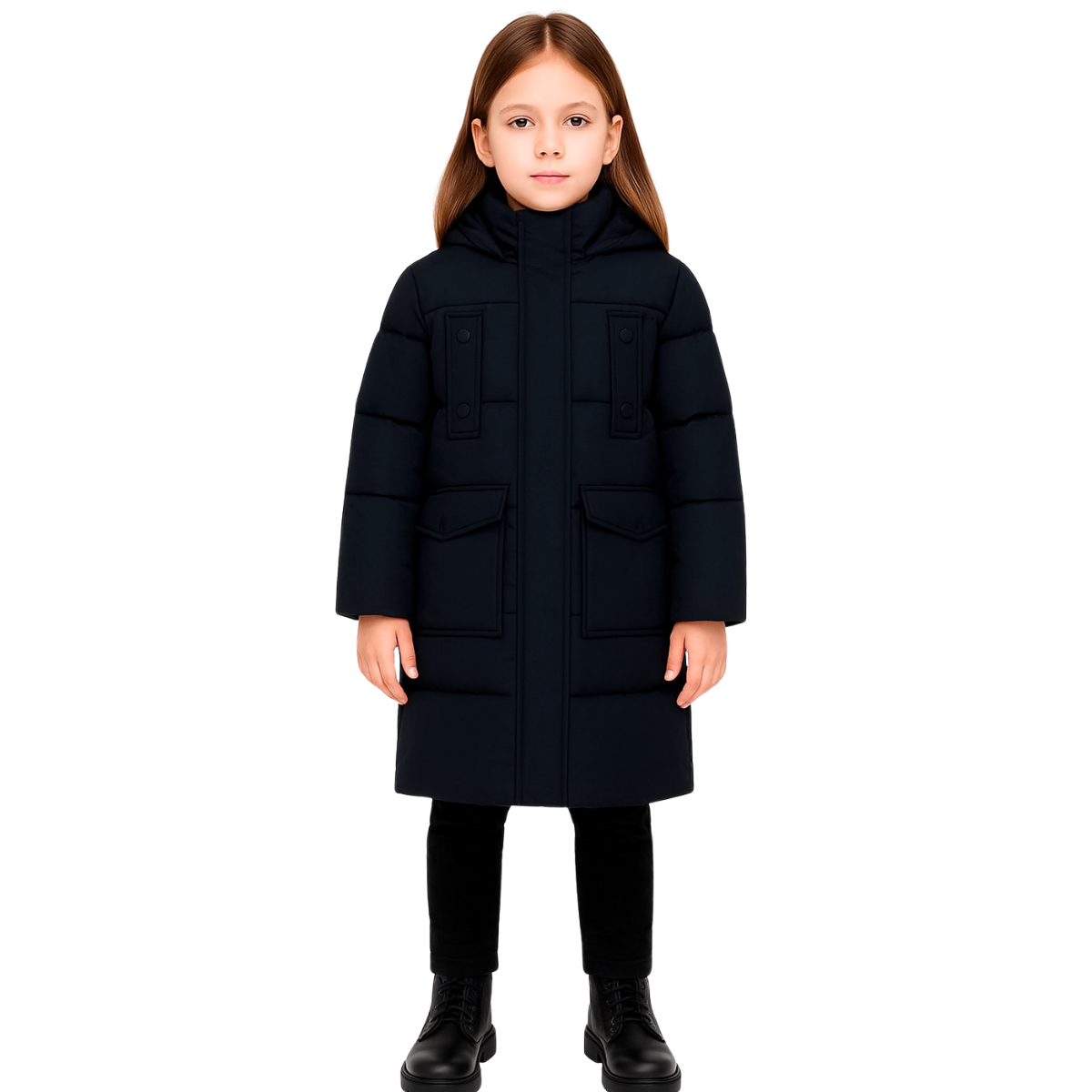 3118 Anernuo Unisex Long Winter Jacket with Natural Fur Hood | Sizes 116β140 (5β10 Years) | Thinsulate Insulation | Fleece Lining | Below the Knee | Up to β35 Β°C