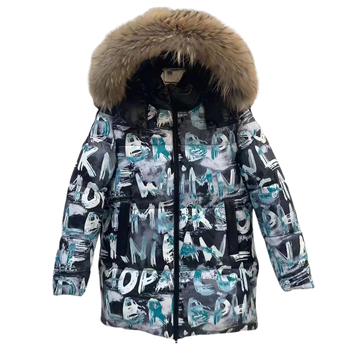 Anernuo Boys Printed Winter Jacket with Natural Fur Hood | Sizes 128 & 140 | Thinsulate Insulation | Modern Street Style | Up to –35 °C