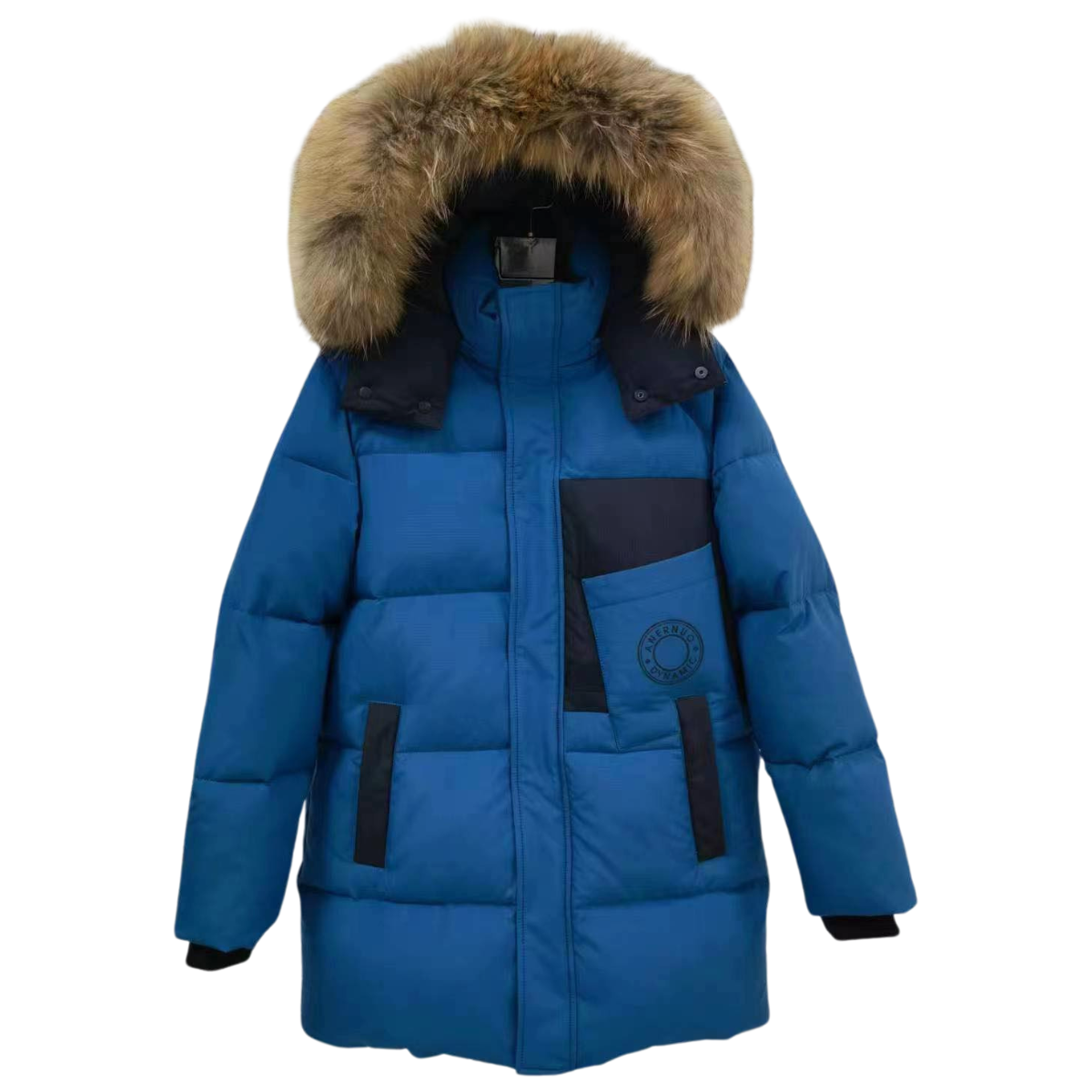 Anernuo Boys Winter Jacket with Natural Fur Hood – Deep Blue with Black Details | Sizes 122, 140, 152 | Thinsulate Insulation | Fleece Lining | Up to –35 °C