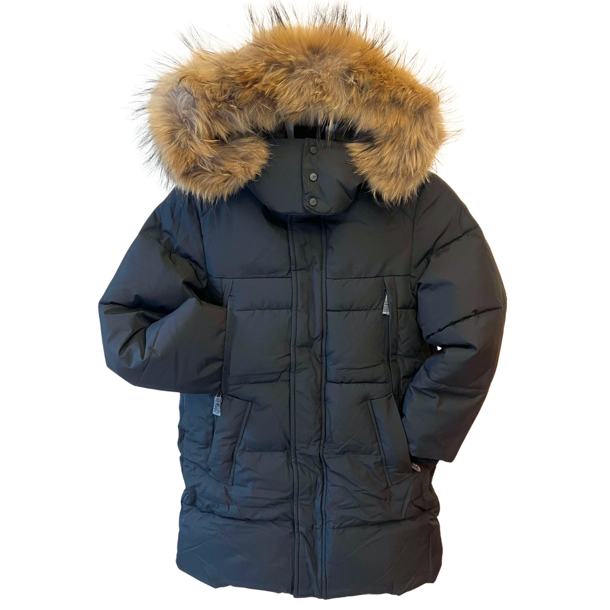 586 Anernuo Boys Winter Jacket with Natural Fur Hood β Black | Sizes 146β170 | Thinsulate Insulation | Fleece Lining | Multiple Pockets | Up to β35 Β°C