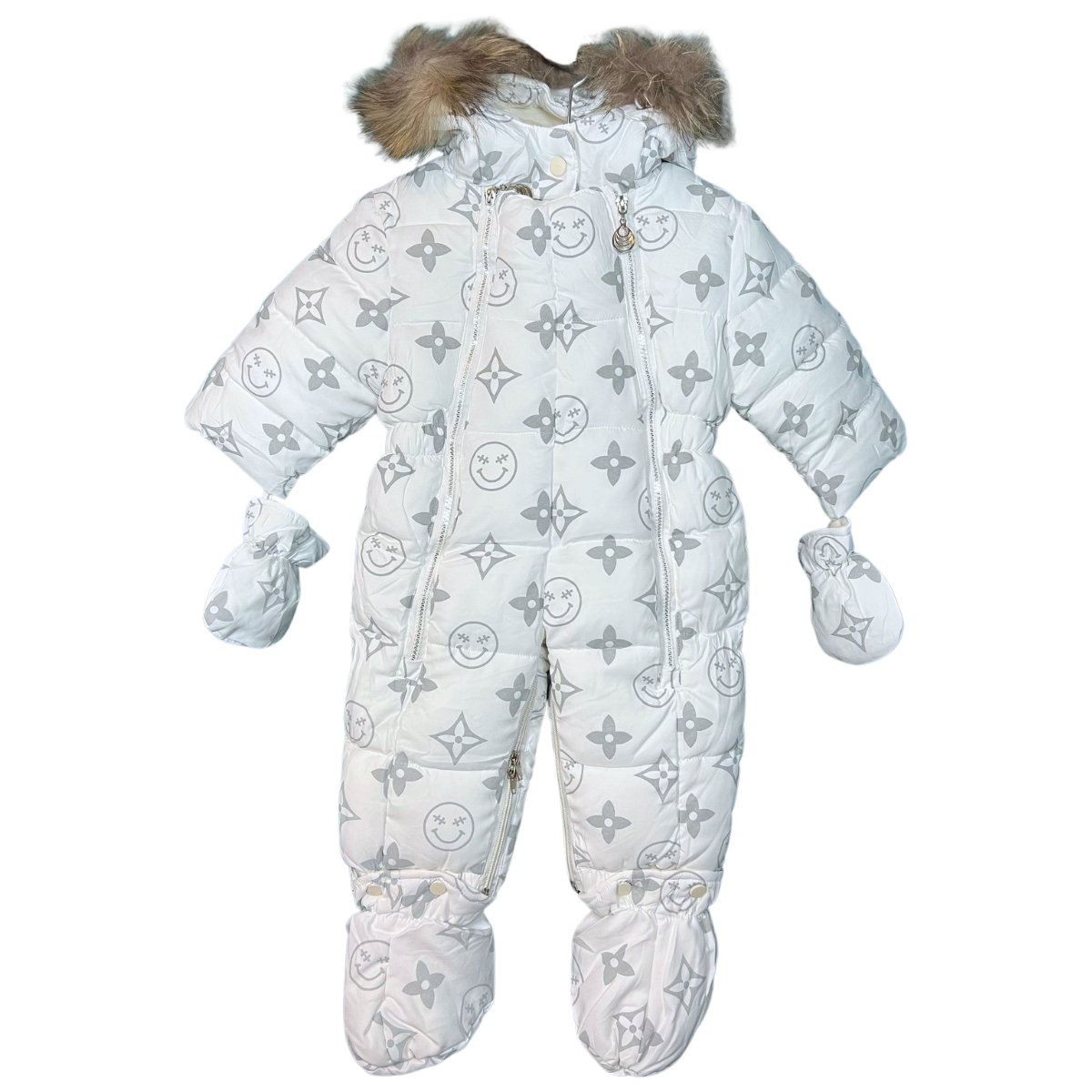Unisex Baby Winter Snowsuit | Natural Fur Hood | Mittens & Booties Set | Double Zipper | Sizes 68–86 cm (6–18 Months) | –25 °C / –13 °F Without Layering, –35 °C / –31 °F With Layering