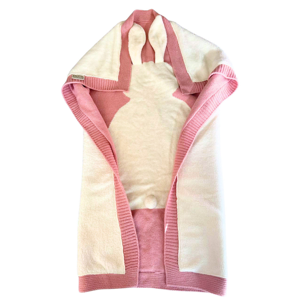 8010 Baby Girl Wrap Blanket with Bunny Ears | Soft Plush Lining & Knitted Trim | Turkey