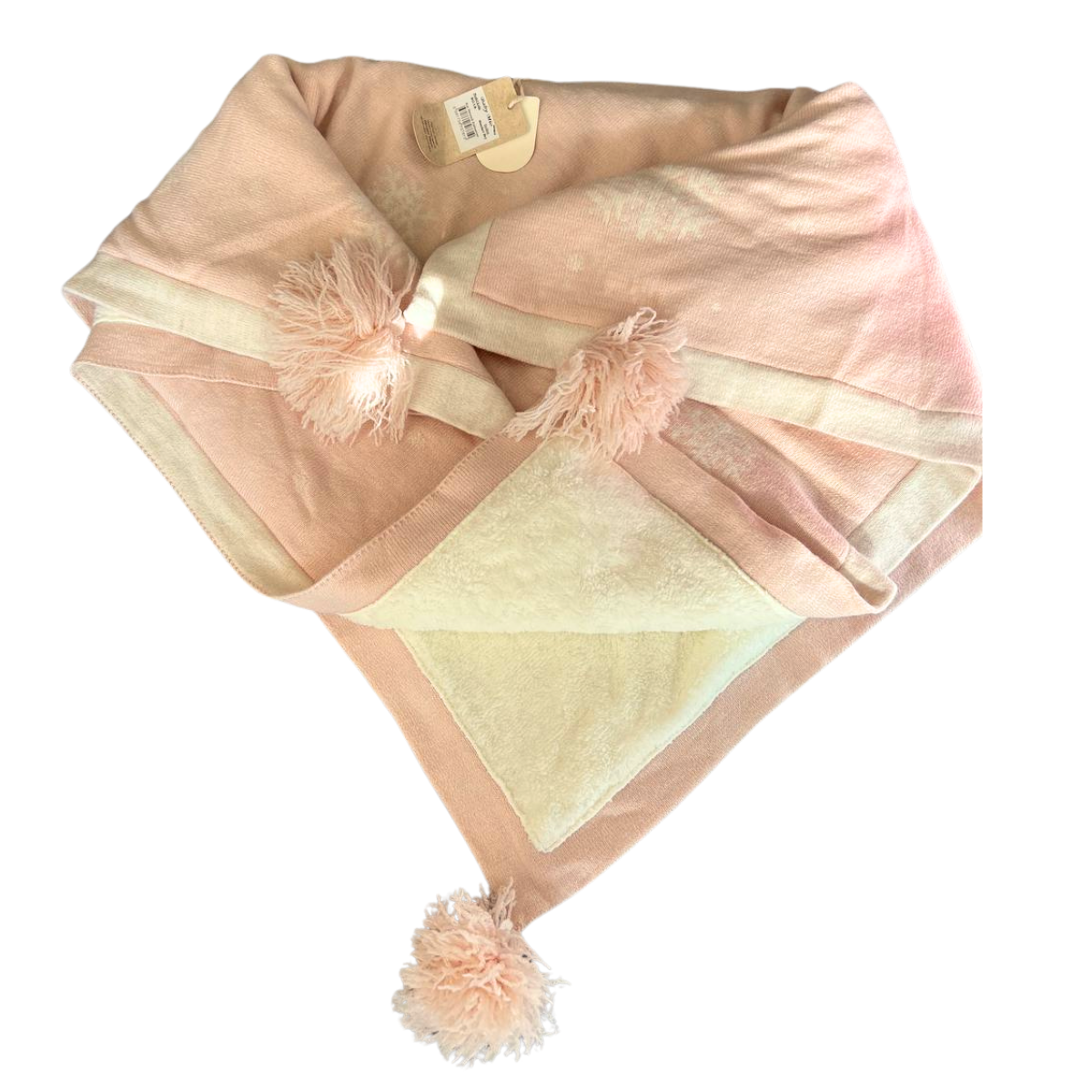 8018 Baby Girl Knitted Pom-Pom Blanket with Soft Plush Lining | Pink | Turkey