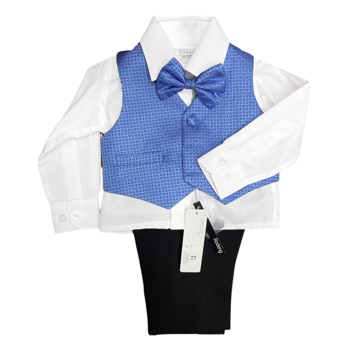 18117 4-Piece Formal Outfit for Boys — Shirt, Vest, Bow Tie & Pants | Ages 6 M – 3 Y