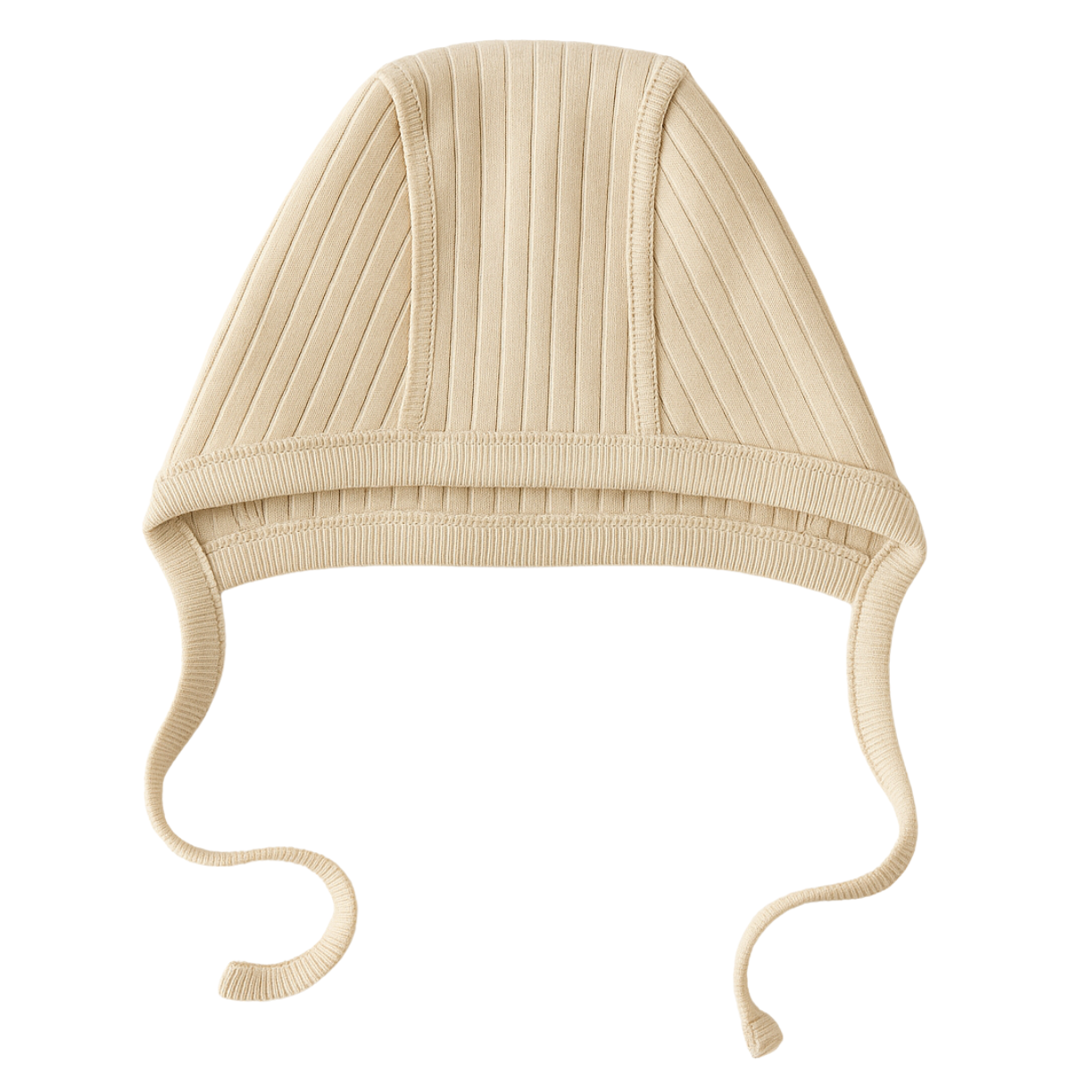 3199 Wowo Ribbed Cotton Unisex Baby Bonnet with Ties β Solid Colors | 100% Cotton | Outside Seams | 0β3 Months | Made in Turkey