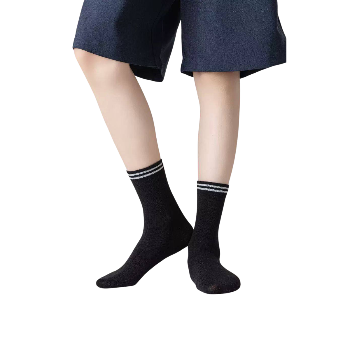 8265 Kids High Crew Cotton Ribbed Socks | 5 Pairs Set | Unisex | Breathable Durable Cotton | Spring/Fall | Sizes 2–15 Years