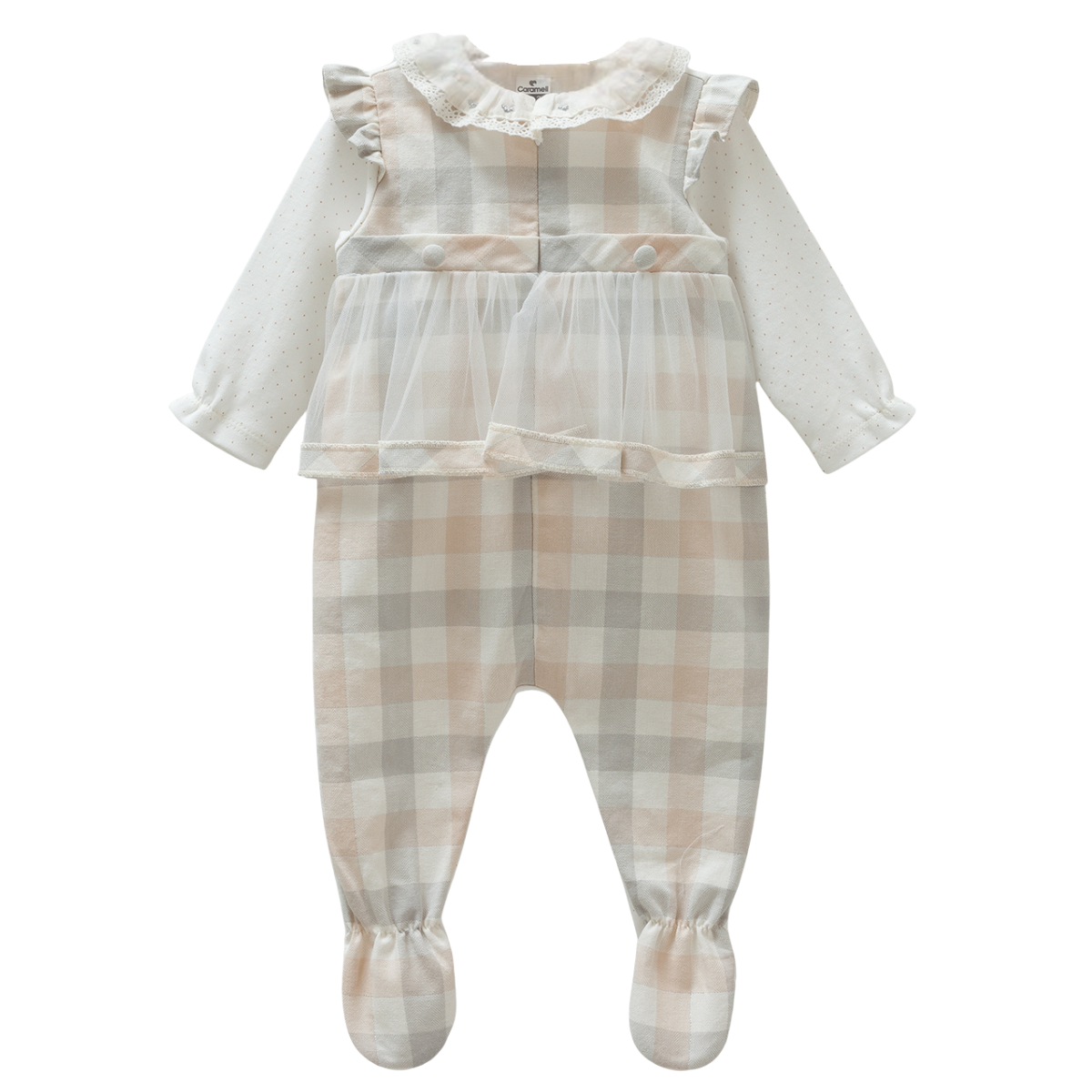 8545 Caramell Baby Girl Romper β 100% Cotton | 0β12 Months | Made in Turkey