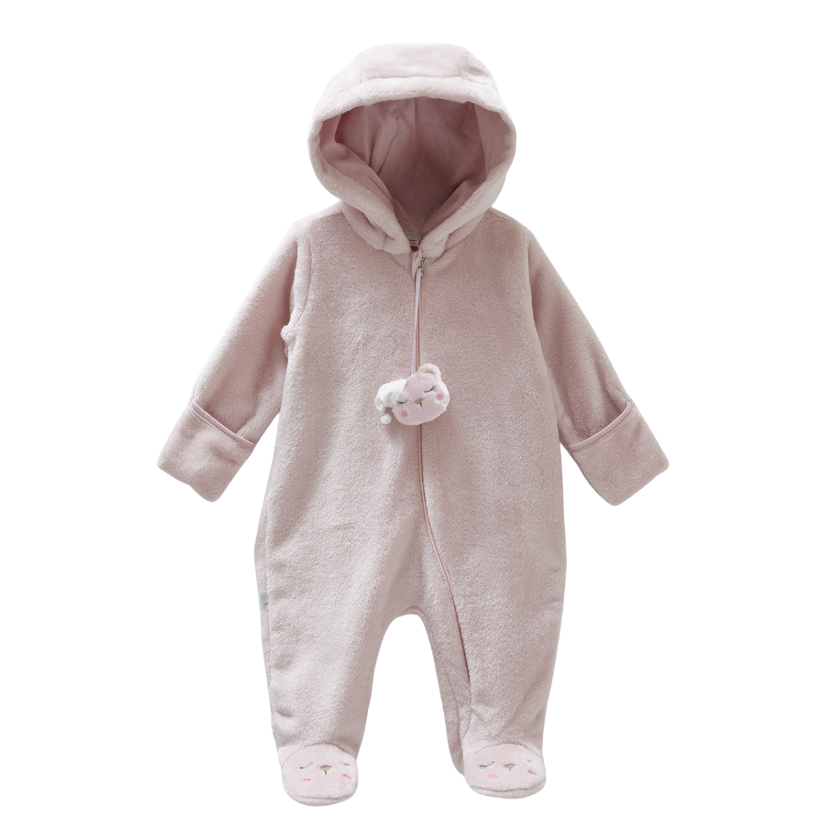 8531 Baby Girl Hooded Romper β Thin Plush Cotton | 0β9 Months | Spring/Fall Made in Turkey