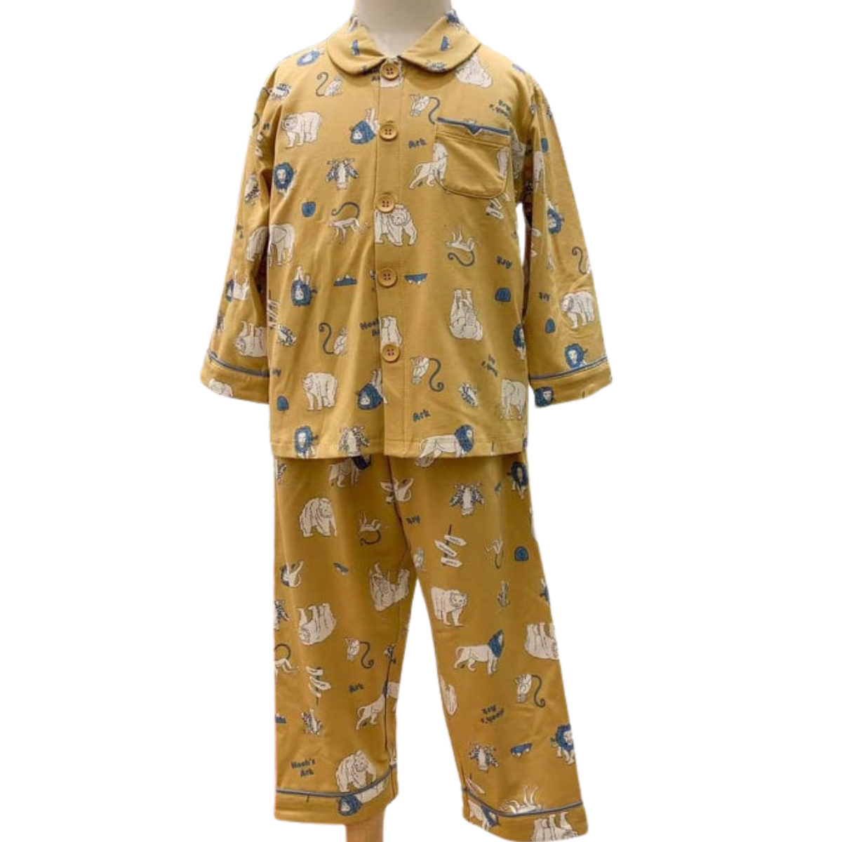 3031 Boys' Mid-Season Pajama Set – Cotton Long Sleeve Button-Up Top & Pants with Fun Airplane Print | Sizes 90–140 cm