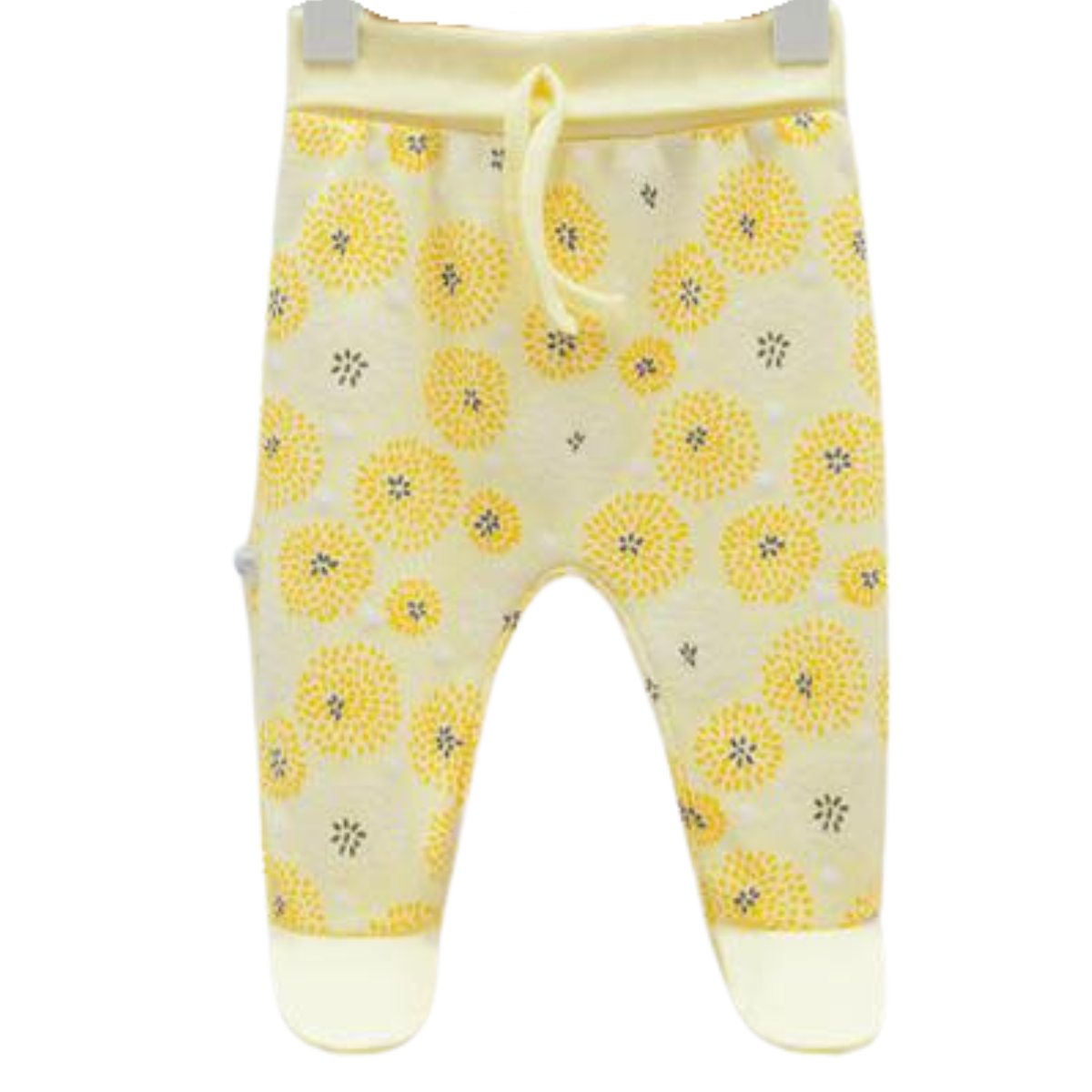 7951 Girls' 100% Cotton Pants – "Dandelion Dreams" Print | Pink, Yellow, Mint | Footed (0-6M) / Open-Foot (6-9M) | Spring | 0-9 Months | Turkey