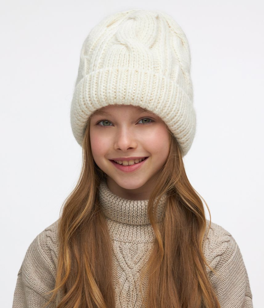 11286 Girls’ Knitted Winter Hat | Size 54–56 cm | Ages 6–12 | 100% Cotton Lining | Baby Alpaca, Wool