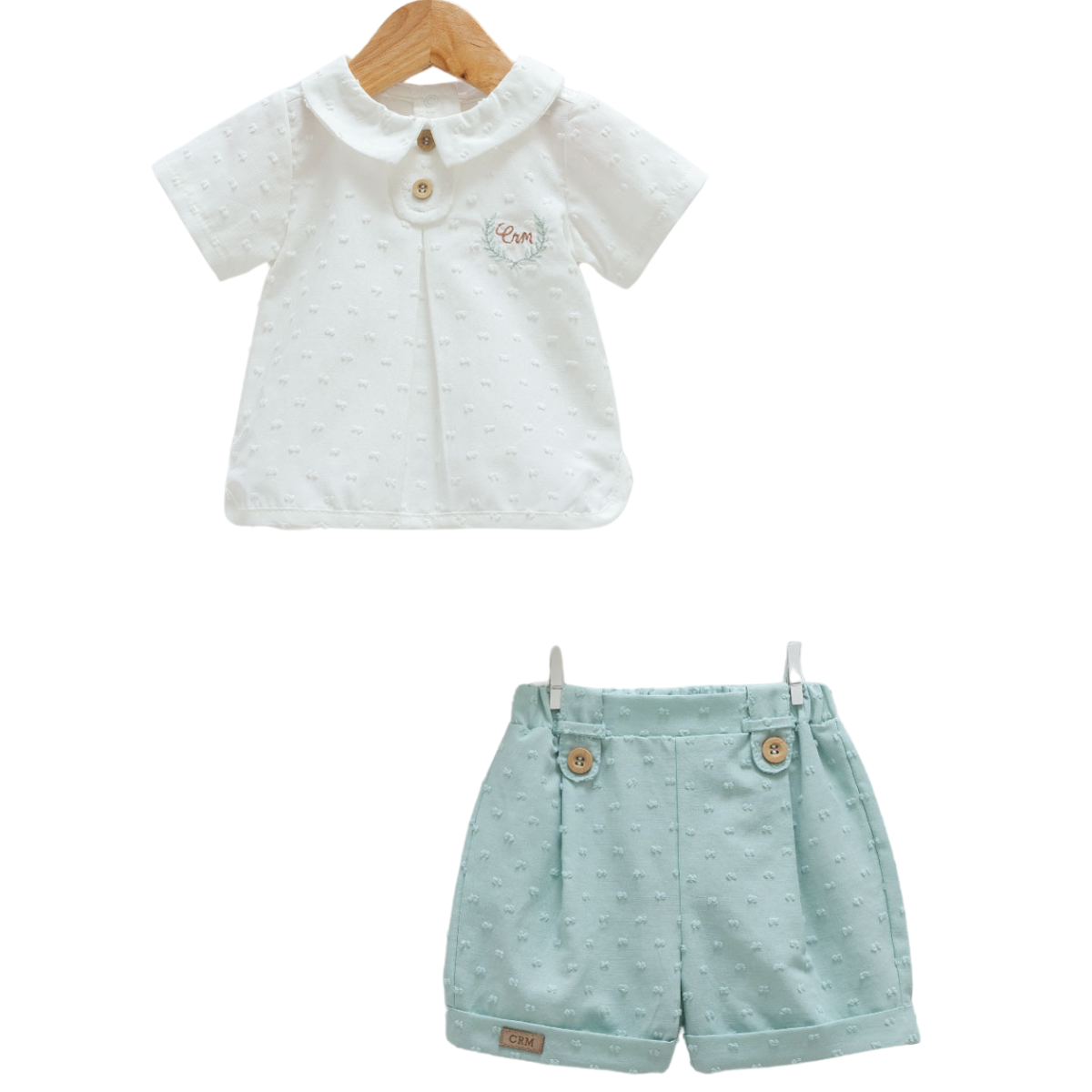8849 Newborn & Baby Short-Sleeve Shirt and Shorts Set – 100% Cotton | 0-12 Months