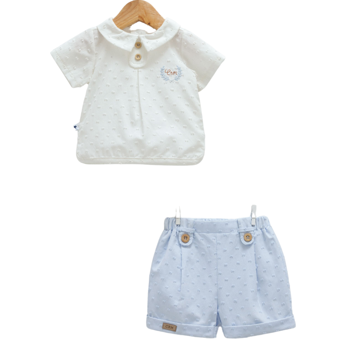 8849 Newborn & Baby Short-Sleeve Shirt and Shorts Set – 100% Cotton | 0-12 Months