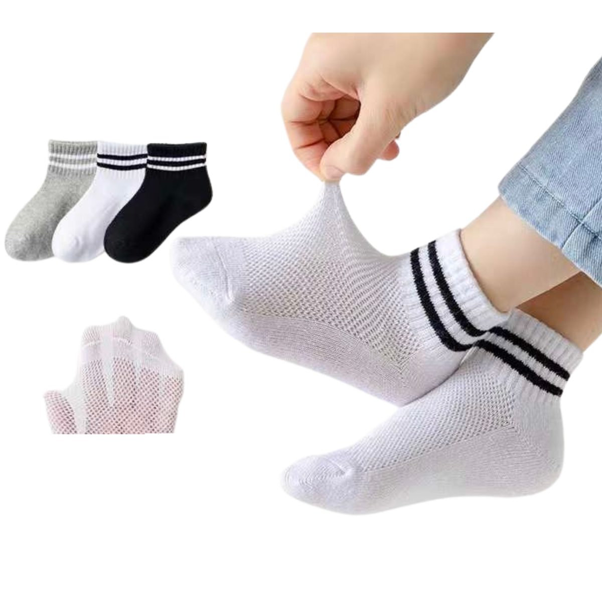 3931 Teen High-Cut Summer Cotton Socks β Lightweight, Breathable Mesh Cotton | 5 Pairs Pack | EU Size 35β40