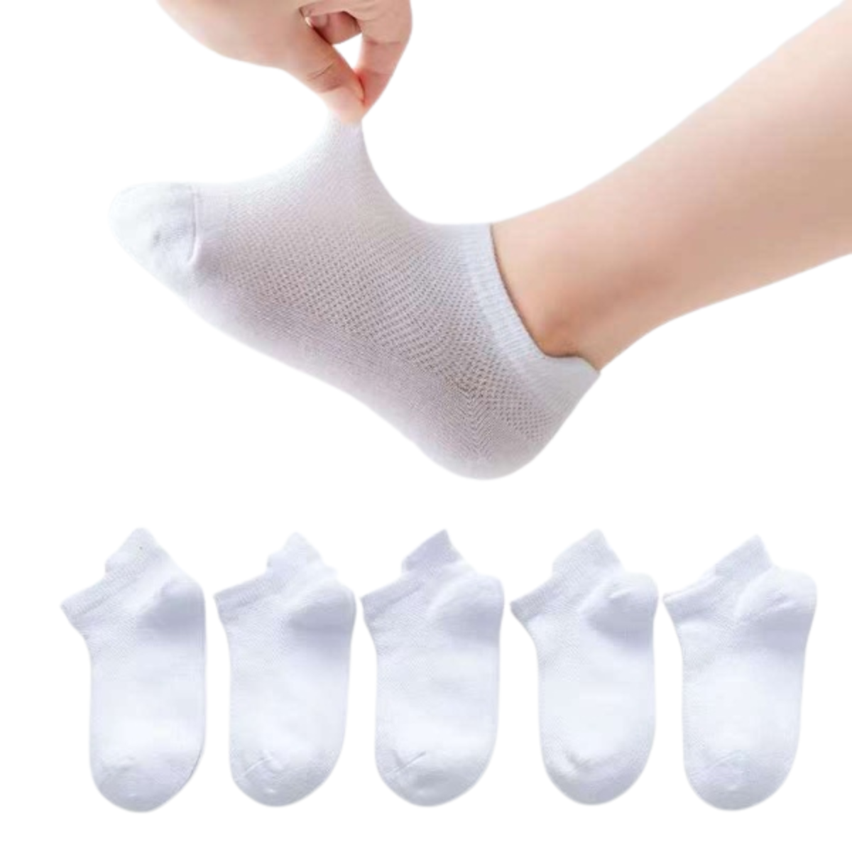 050 Unisex Kids' Low-Cut Summer Cotton Socks – Lightweight, Breathable Mesh Cotton | 6 Pairs Pack | Ages 1–15 Years