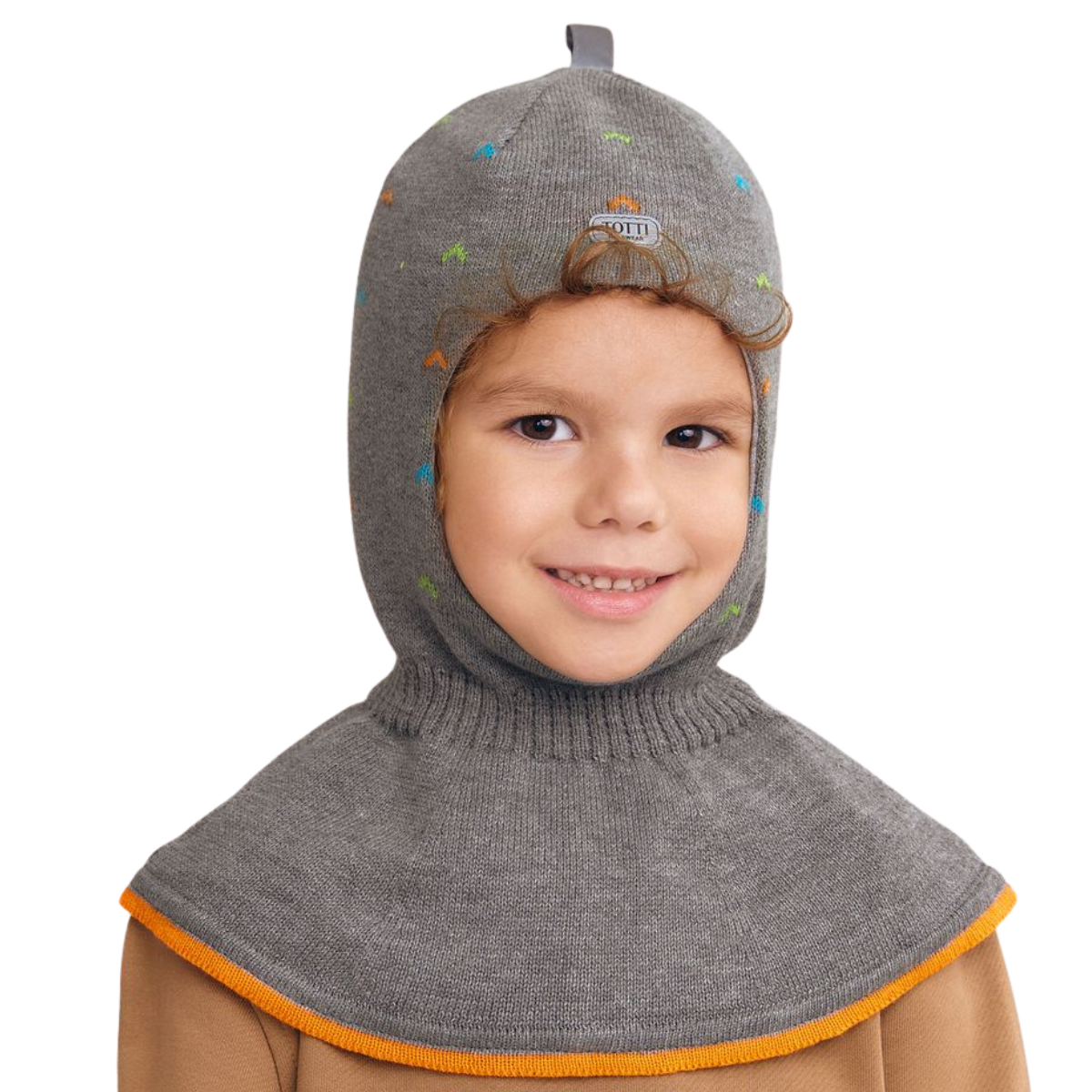 11682 Boys’ Cotton Knit Balaclava – Multicolor Mini Arrows Design | 100% Cotton Inside & Out | Age 6 Y | Lightweight Spring/Fall Hood Hat