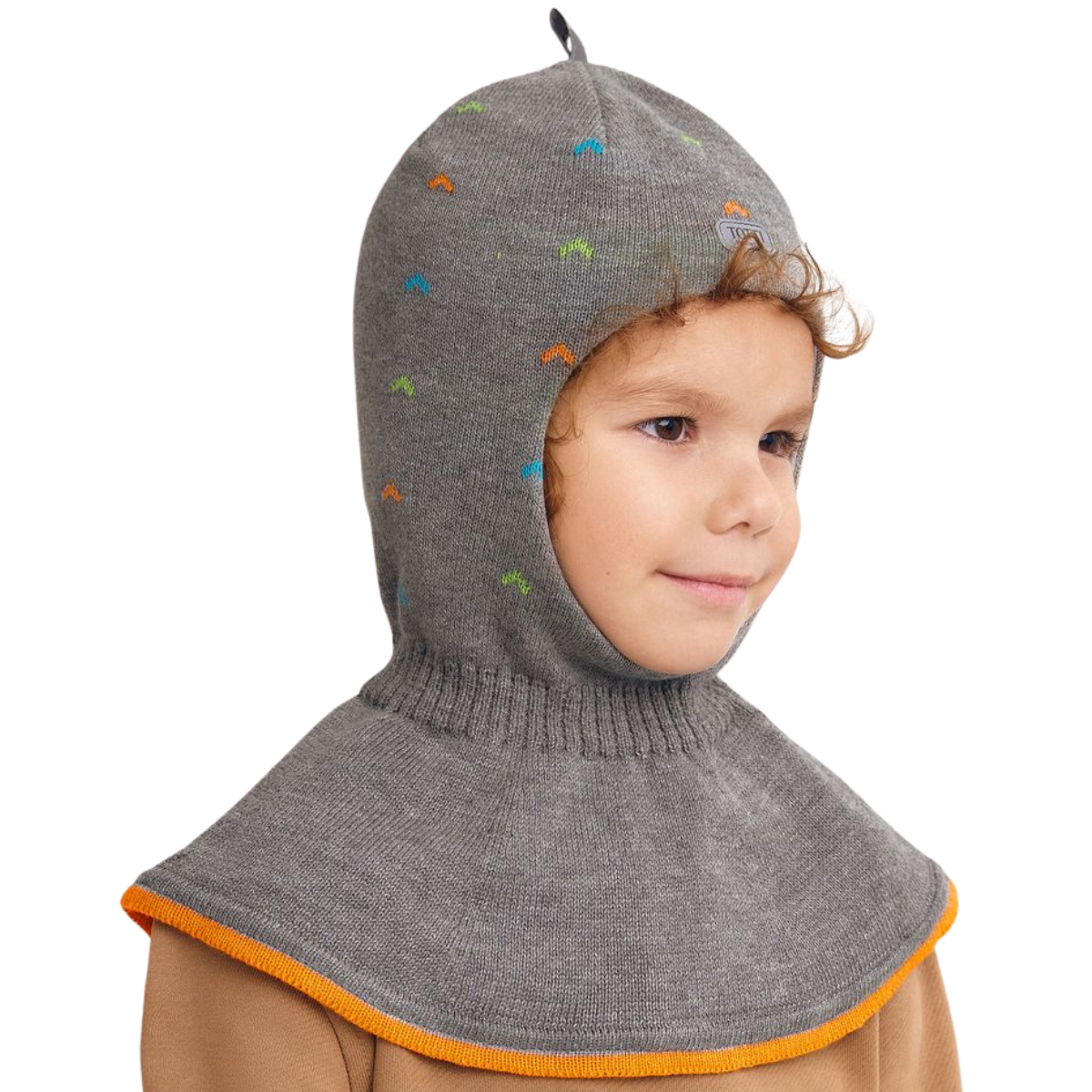 11682 Boys’ Cotton Knit Balaclava – Multicolor Mini Arrows Design | 100% Cotton Inside & Out | Age 6 Y | Lightweight Spring/Fall Hood Hat