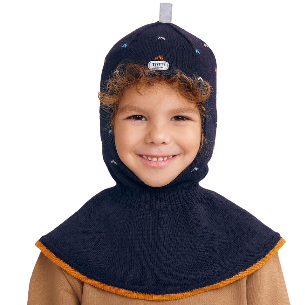11682 Boys’ Cotton Knit Balaclava – Multicolor Mini Arrows Design | 100% Cotton Inside & Out | Age 6 Y | Lightweight Spring/Fall Hood Hat