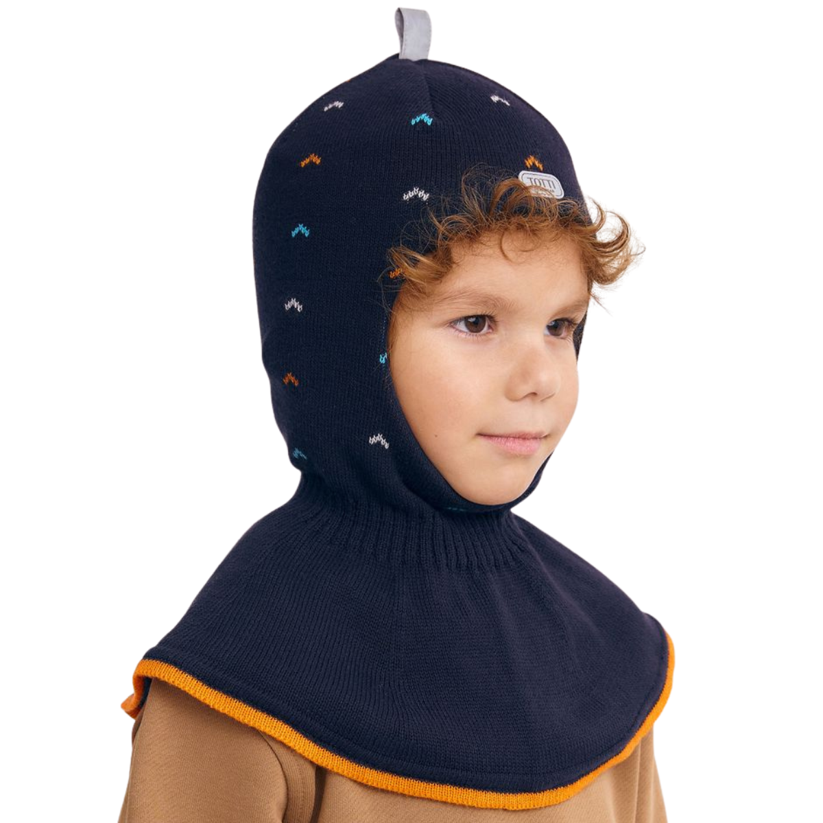 11682 Boys’ Cotton Knit Balaclava – Multicolor Mini Arrows Design | 100% Cotton Inside & Out | Age 6 Y | Lightweight Spring/Fall Hood Hat
