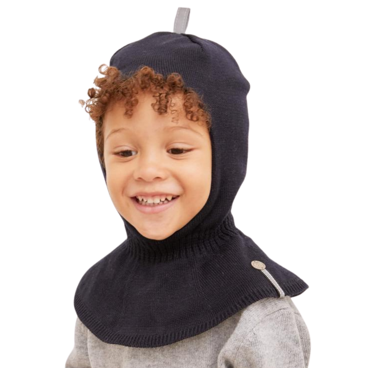 90905 Unisex’ Cotton Knit Balaclava – Minimalist Button Accent | 100% Cotton Inside | Ages 2,6 Y | Lightweight Spring/Fall Hood Hat