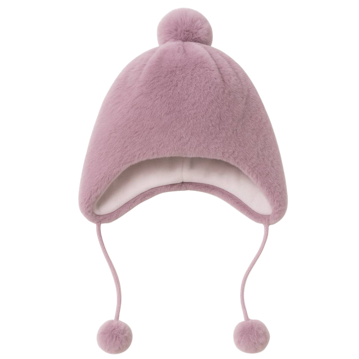 9919 Baby Girl Trapper Hat β Faux Fur Outer + 100% Cotton Lining | Soft Pom-Pom Design | Ages 3β18M | Cozy Earflap Hat for Spring/Fall