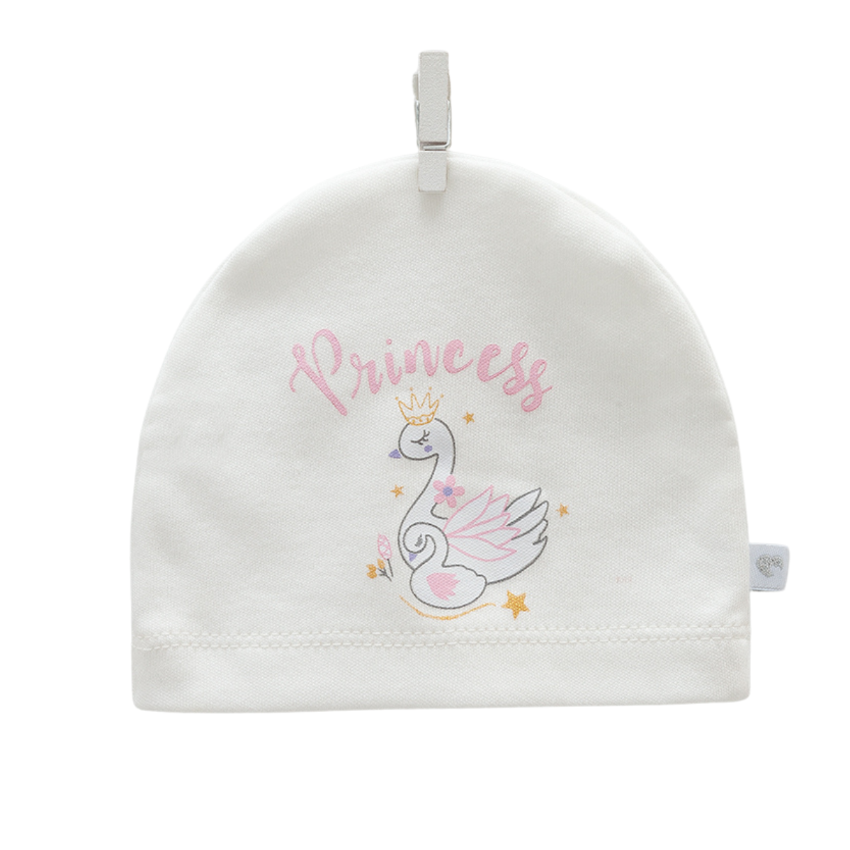 8215 Lightweight Cotton Baby Hat for Girls β Princess Swan Print | Single Layer | 100% Cotton | Sizes 0β9 Months | Caramell (Turkey)