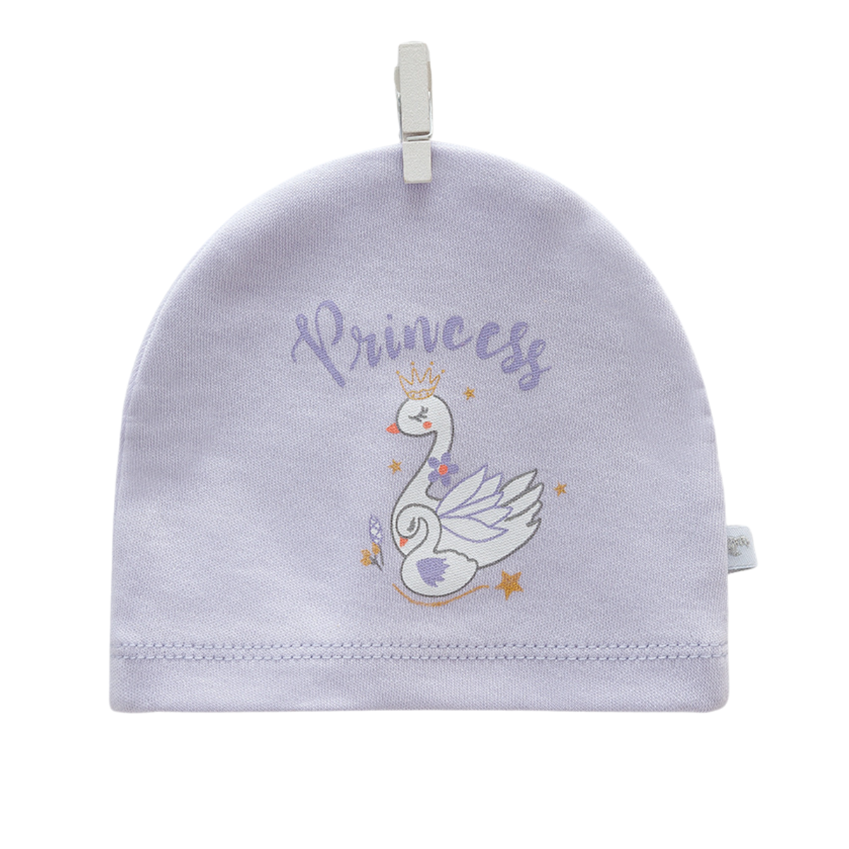 8215 Lightweight Cotton Baby Hat for Girls β Princess Swan Print | Single Layer | 100% Cotton | Sizes 0β9 Months | Caramell (Turkey)