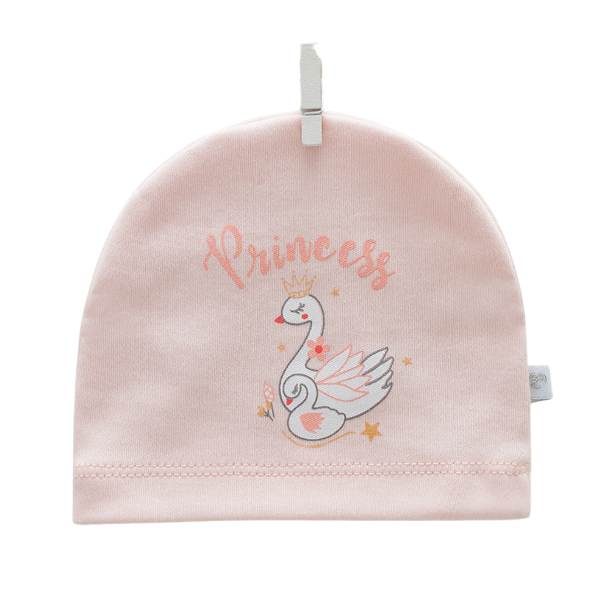 8215 Lightweight Cotton Baby Hat for Girls β Princess Swan Print | Single Layer | 100% Cotton | Sizes 0β9 Months | Caramell (Turkey)