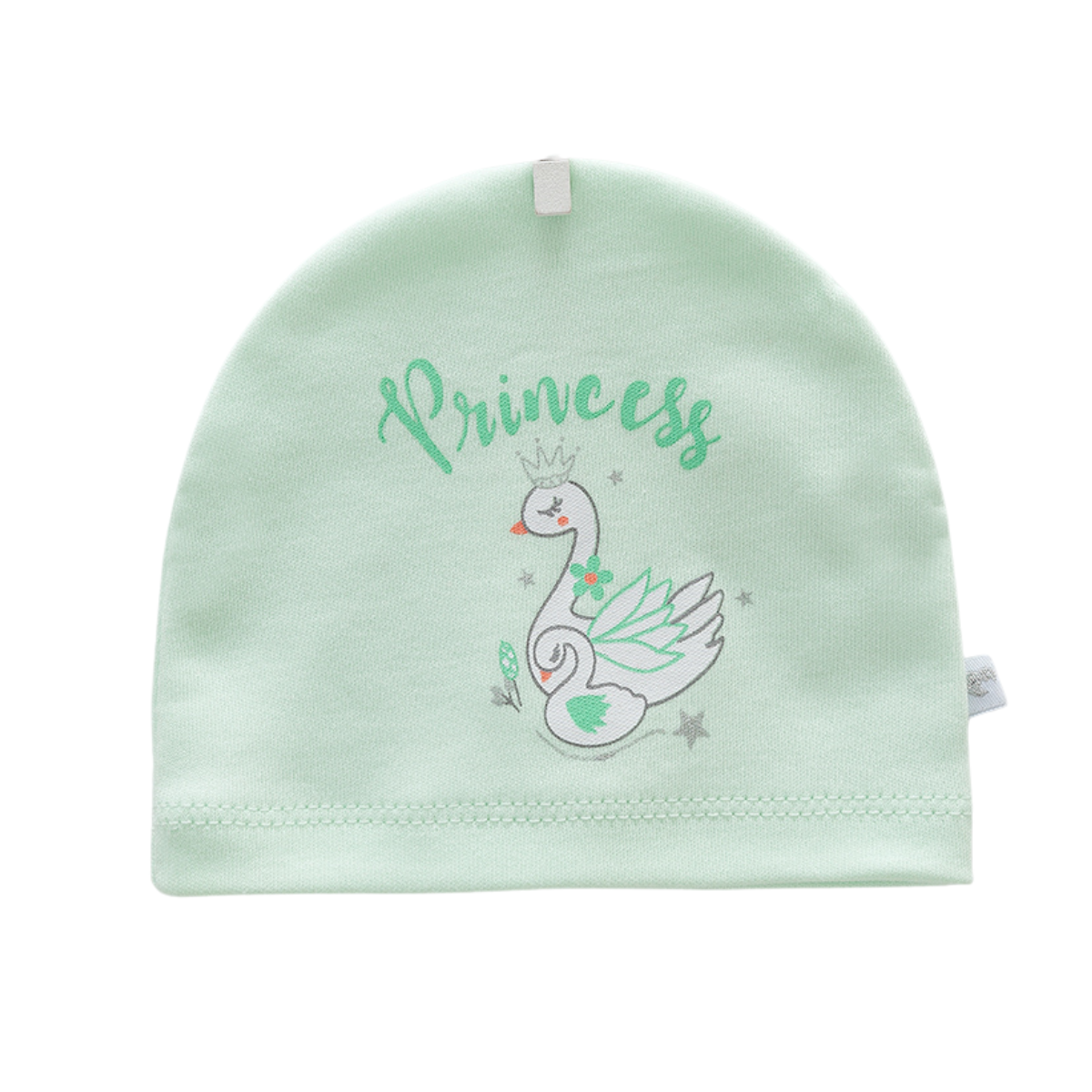 8215 Lightweight Cotton Baby Hat for Girls β Princess Swan Print | Single Layer | 100% Cotton | Sizes 0β9 Months | Caramell (Turkey)