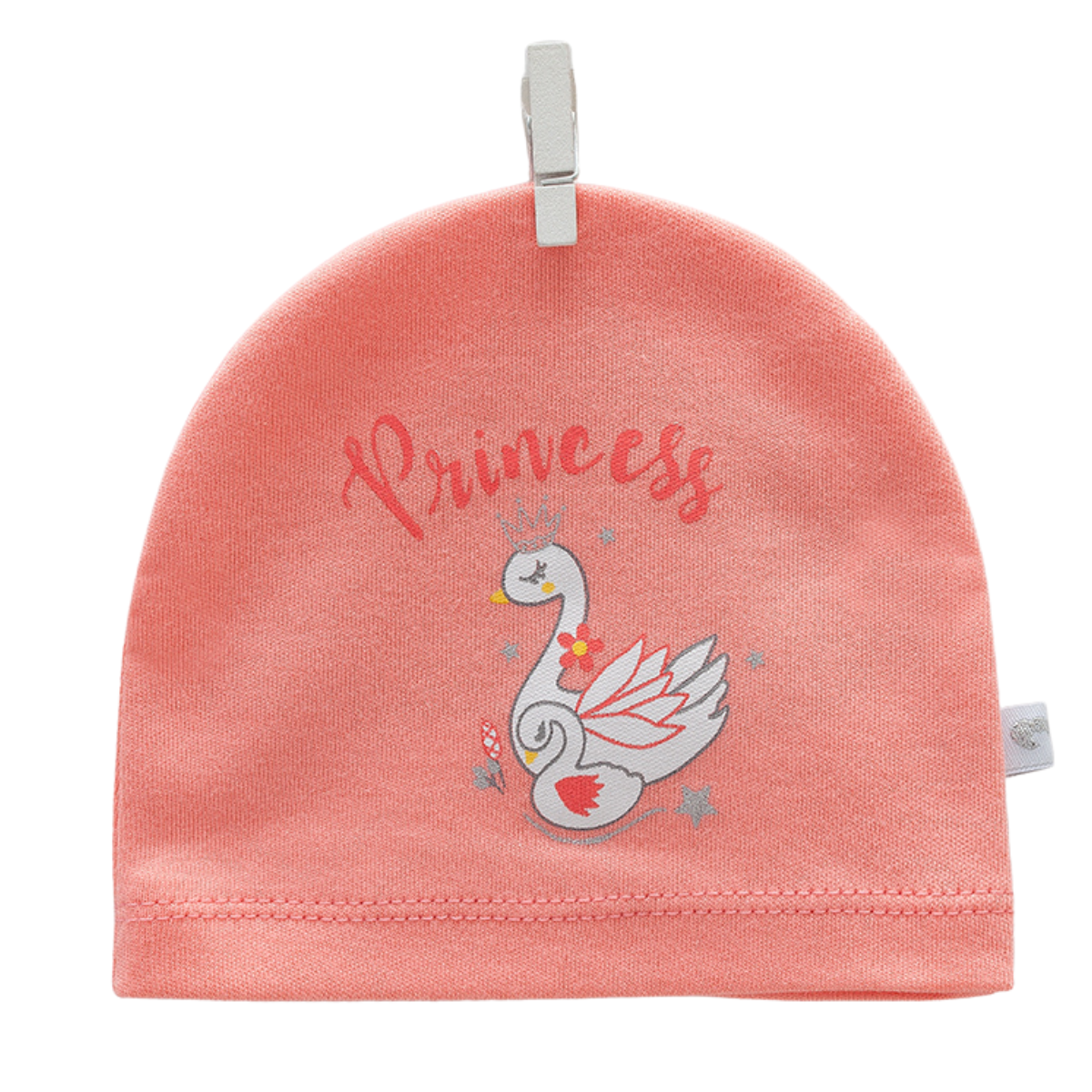 8215 Lightweight Cotton Baby Hat for Girls β Princess Swan Print | Single Layer | 100% Cotton | Sizes 0β9 Months | Caramell (Turkey)