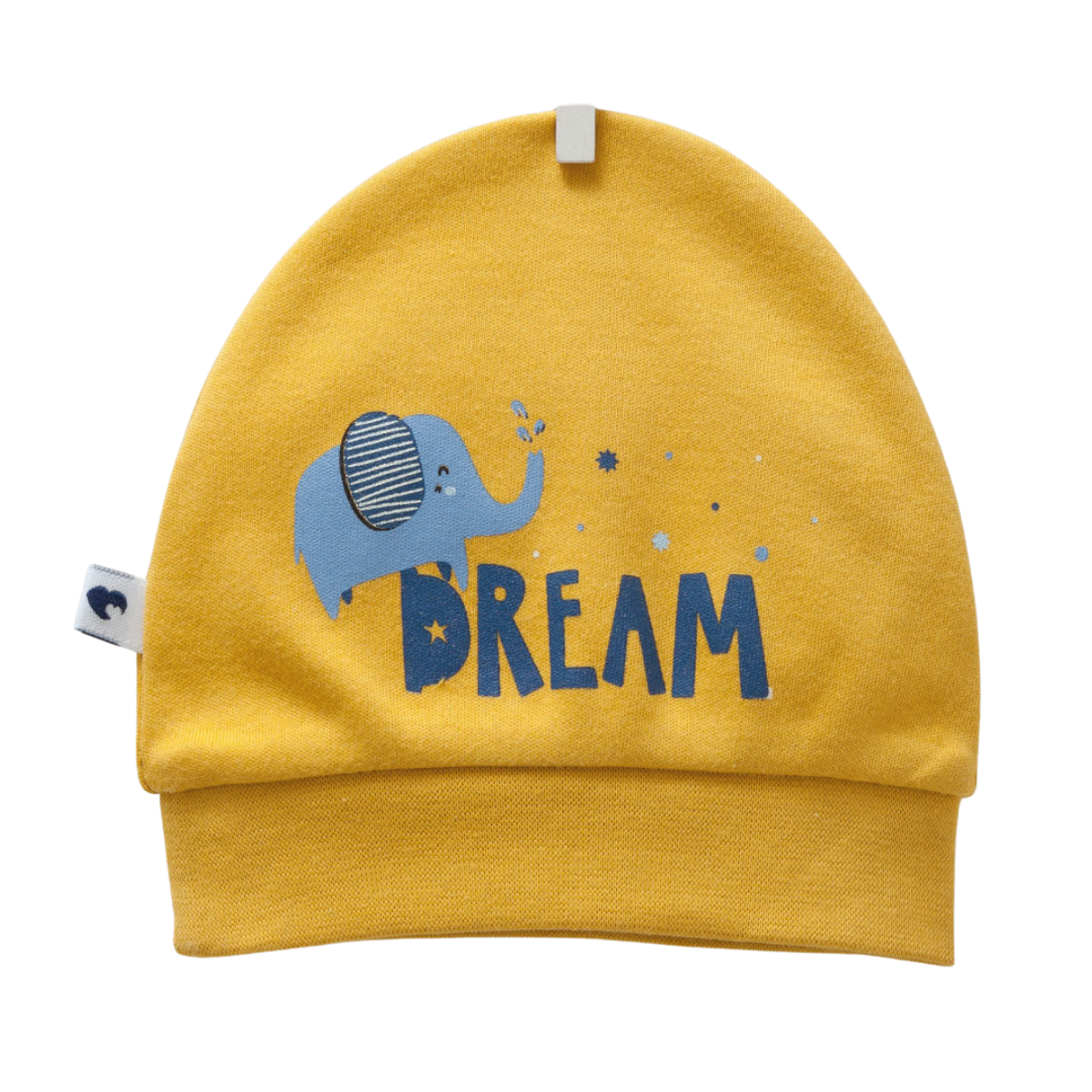 8570 Lightweight Cotton Baby Hat for Boys β Blue Elephant "Dream" Print | Single Layer | 100% Cotton | Sizes 0β9 Months | Caramell (Turkey)