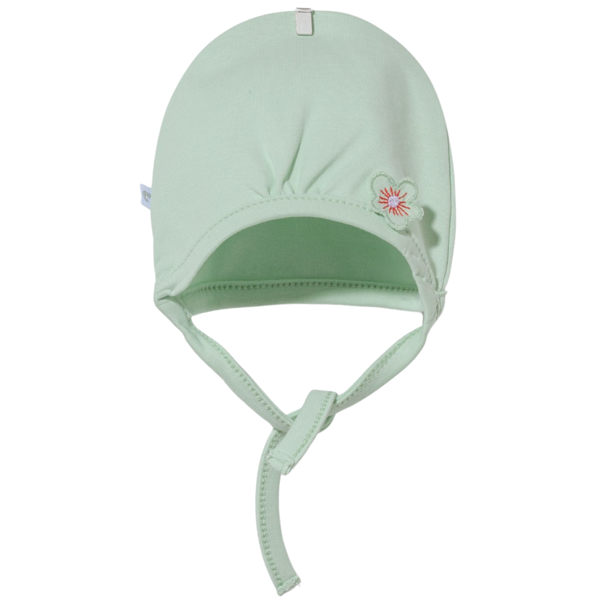 8691 Lightweight Cotton Baby Bonnet for Girls – Embroidered Flower Detail | Tie Closure | Single Layer | 100% Cotton | Sizes 0–9 Months | Caramell (Turkey)