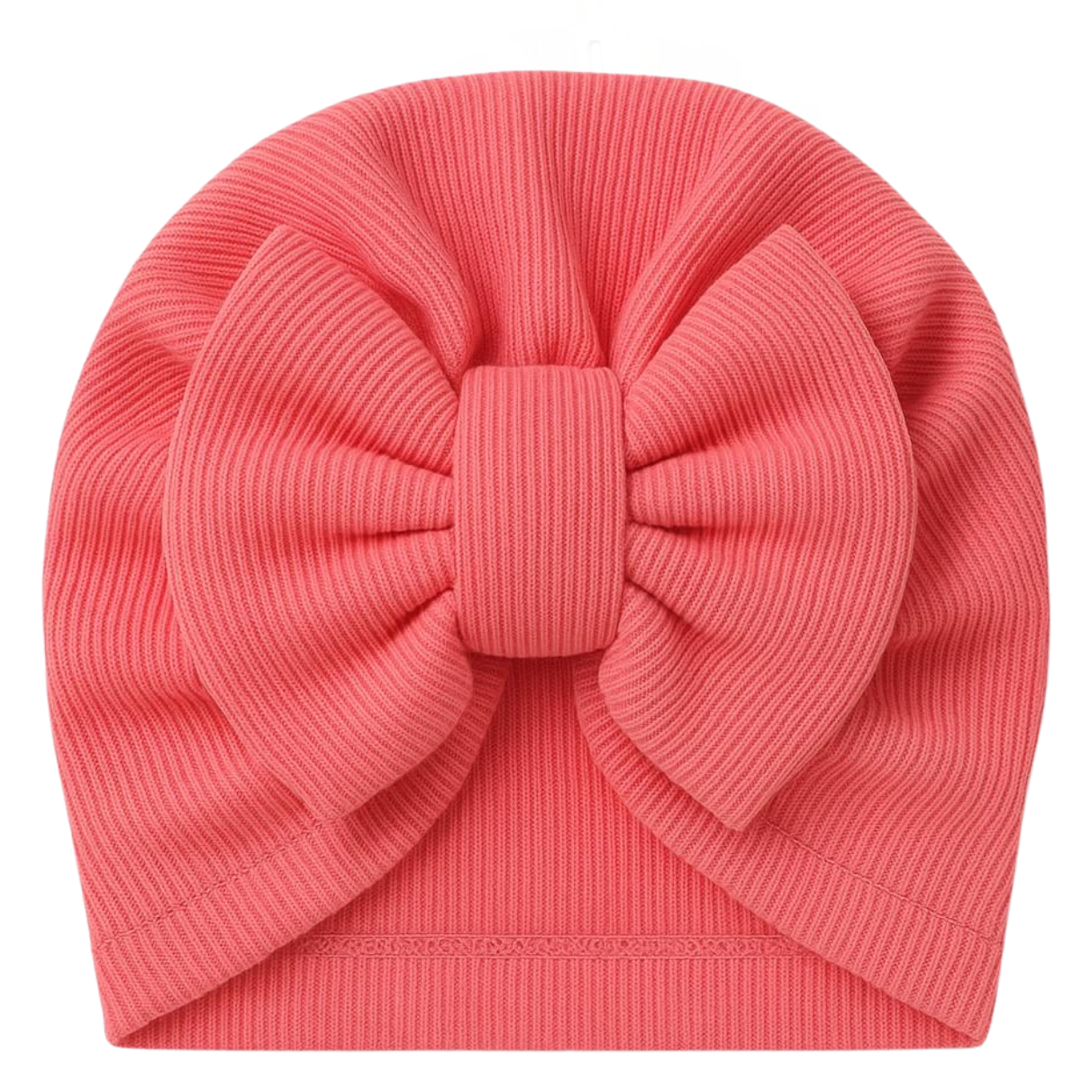 8236 Ribbed Cotton Baby Turban Hat with Oversized Bow – Double-Layered | 100% Cotton | Sizes 0–12 Months | Caramell (Turkey) | Perfect for Photoshoots