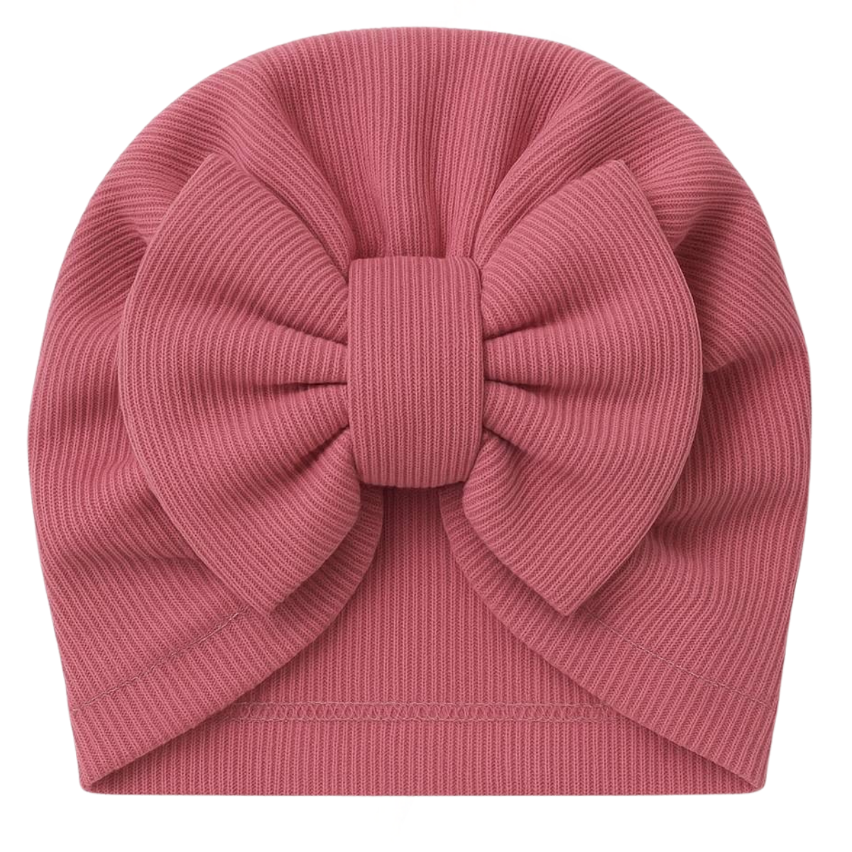 8236 Ribbed Cotton Baby Turban Hat with Oversized Bow – Double-Layered | 100% Cotton | Sizes 0–12 Months | Caramell (Turkey) | Perfect for Photoshoots