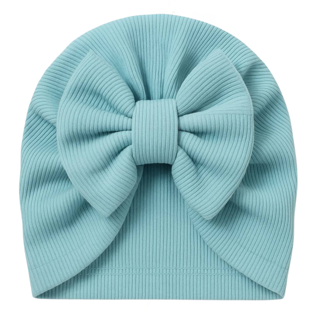 8236 Ribbed Cotton Baby Turban Hat with Oversized Bow – Double-Layered | 100% Cotton | Sizes 0–12 Months | Caramell (Turkey) | Perfect for Photoshoots